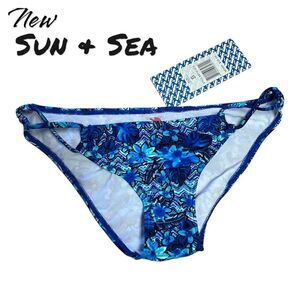 New NWT Sun & Sea Blue Bikini Swim Bottoms - Small